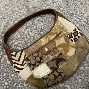 Coach Patchwork Brown and Tan Signature Handbag Bag Vintage